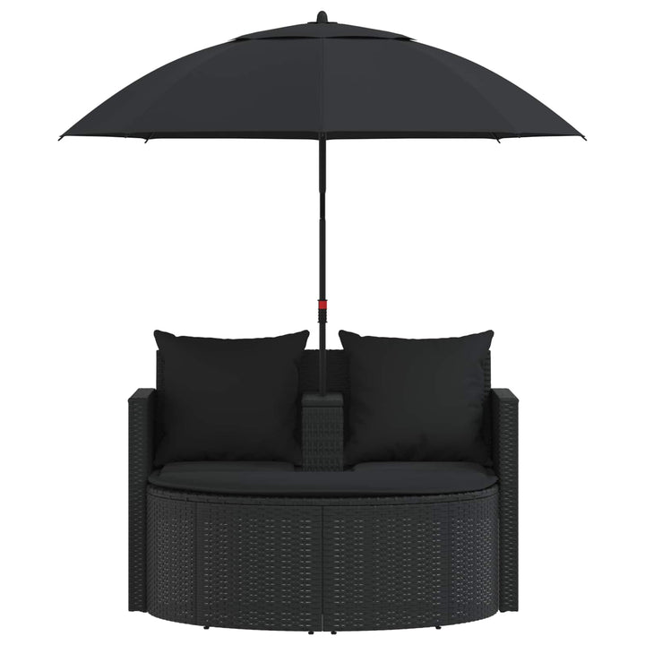 liggestol med hynde polyrattan sort