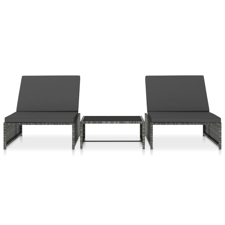 havestole 2 stk. med lænefunktion og bord polyrattan grå