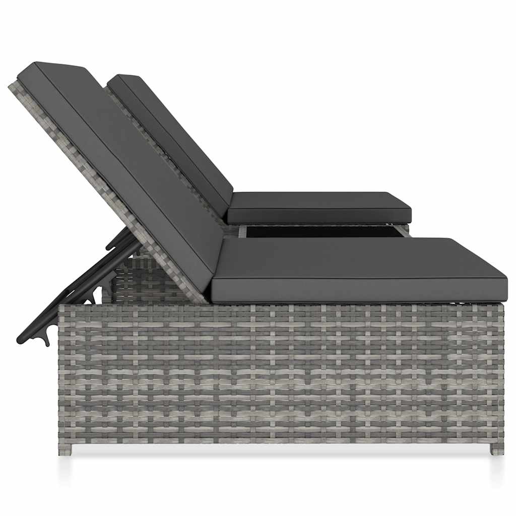 havestole 2 stk. med lænefunktion og bord polyrattan grå