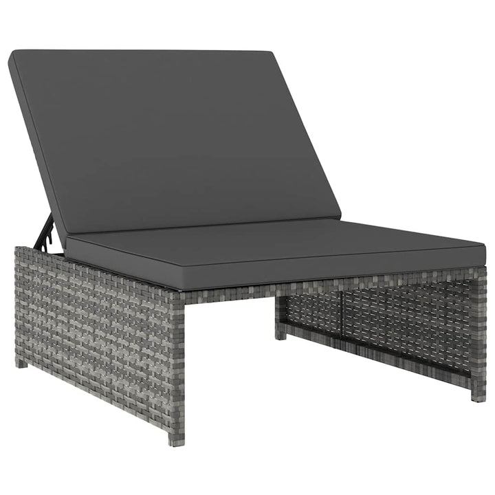 havestole 2 stk. med lænefunktion og bord polyrattan grå