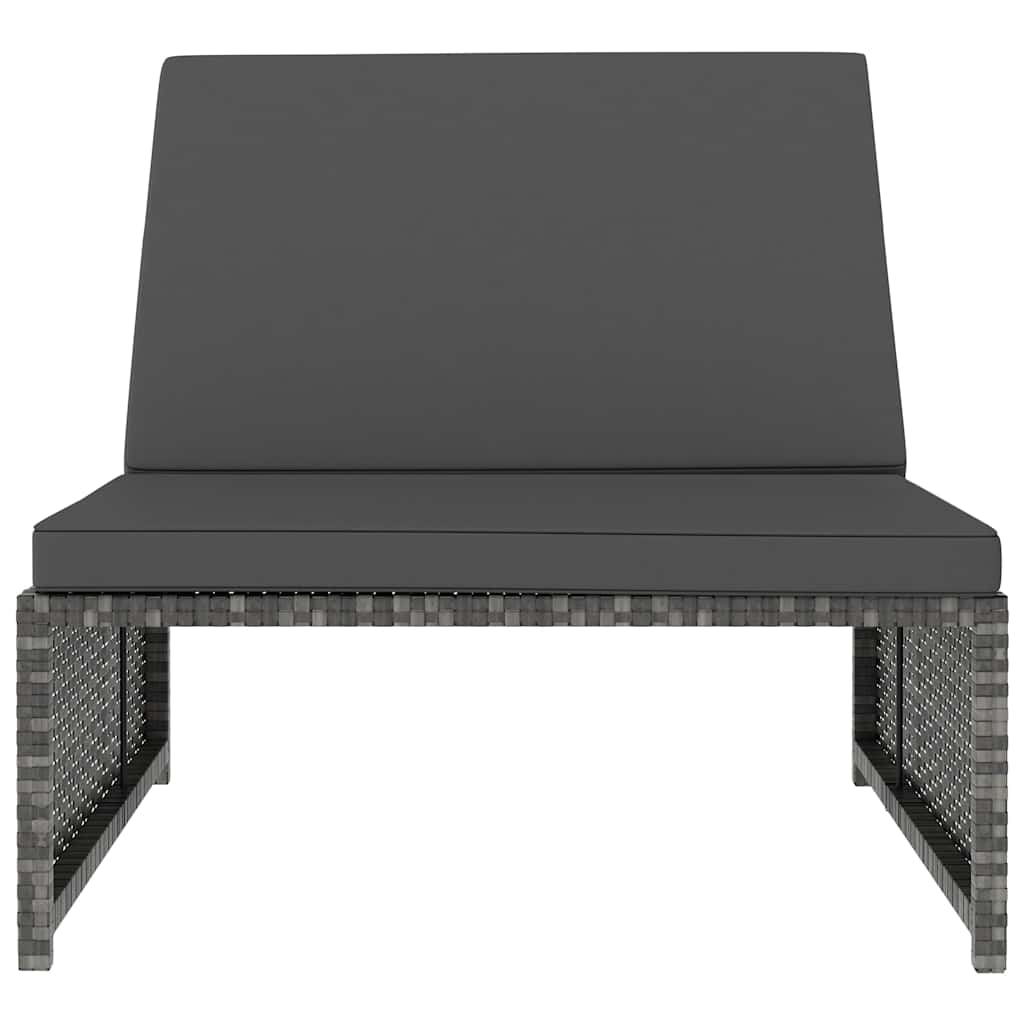 havestole 2 stk. med lænefunktion og bord polyrattan grå