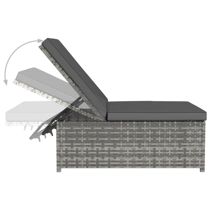 havestole 2 stk. med lænefunktion og bord polyrattan grå