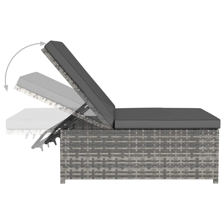 havestole 2 stk. med lænefunktion og bord polyrattan grå