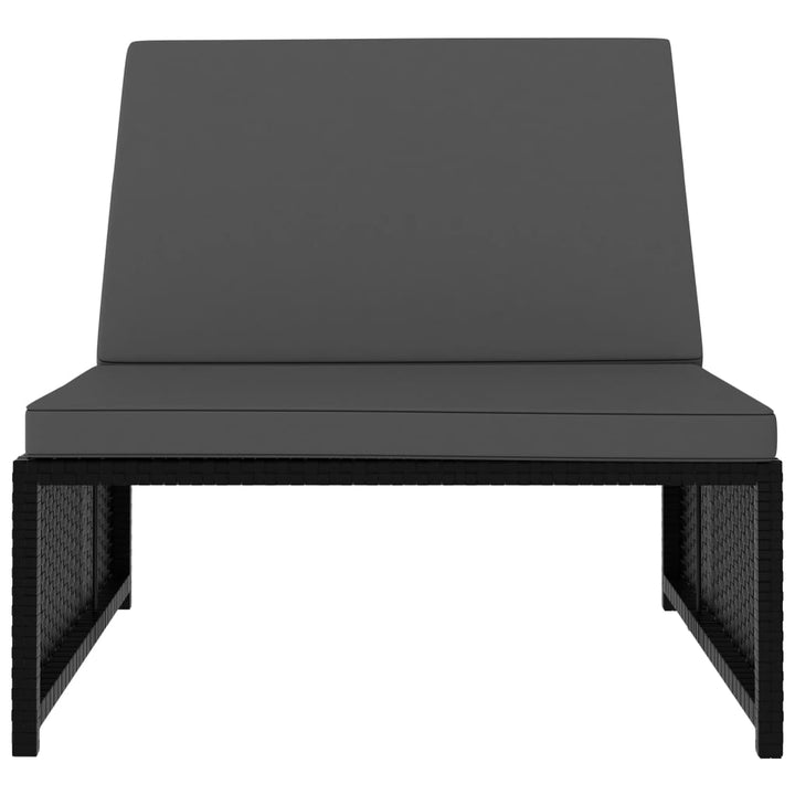 liggestole 2 stk. med bord polyrattan sort