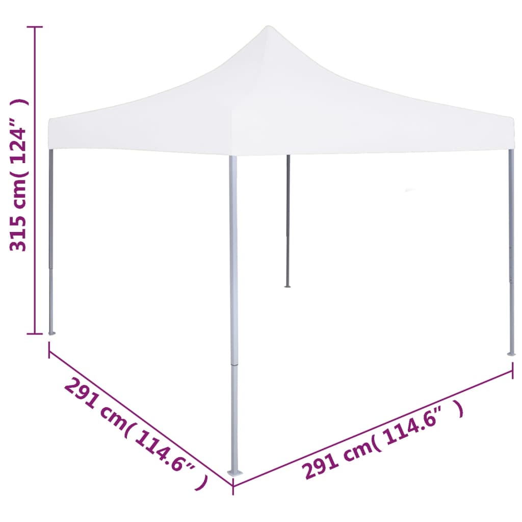foldbart festtelt 3 x 3 m stål hvid
