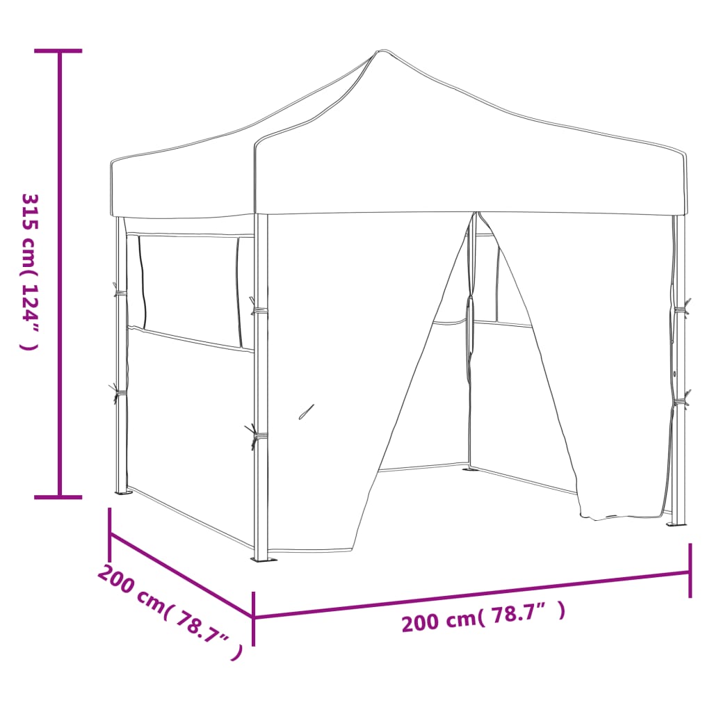 foldbart festtelt med 4 sidevægge 2 x 2 m stål blå