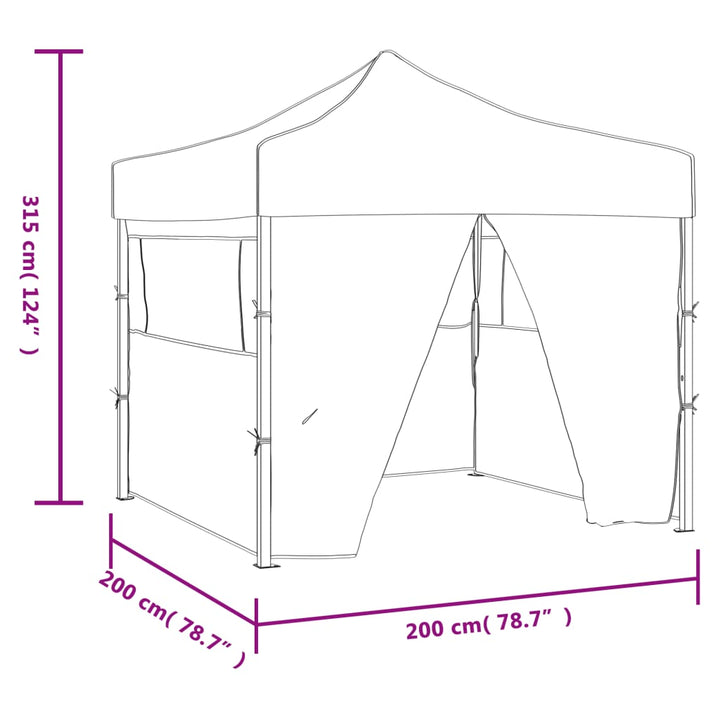 foldbart festtelt med 4 sidevægge 2 x 2 m stål blå