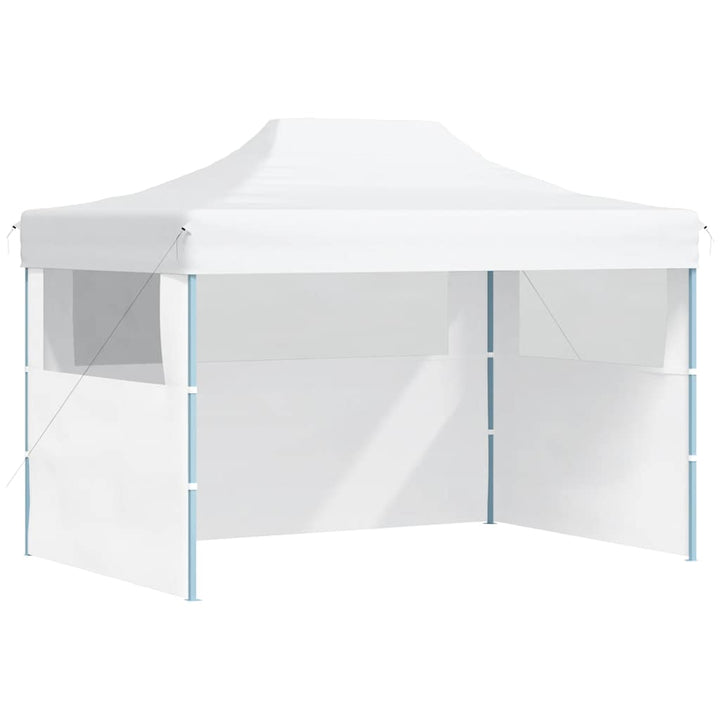 foldbart festtelt med 3 sidevægge 280x410x315 cm stål hvid