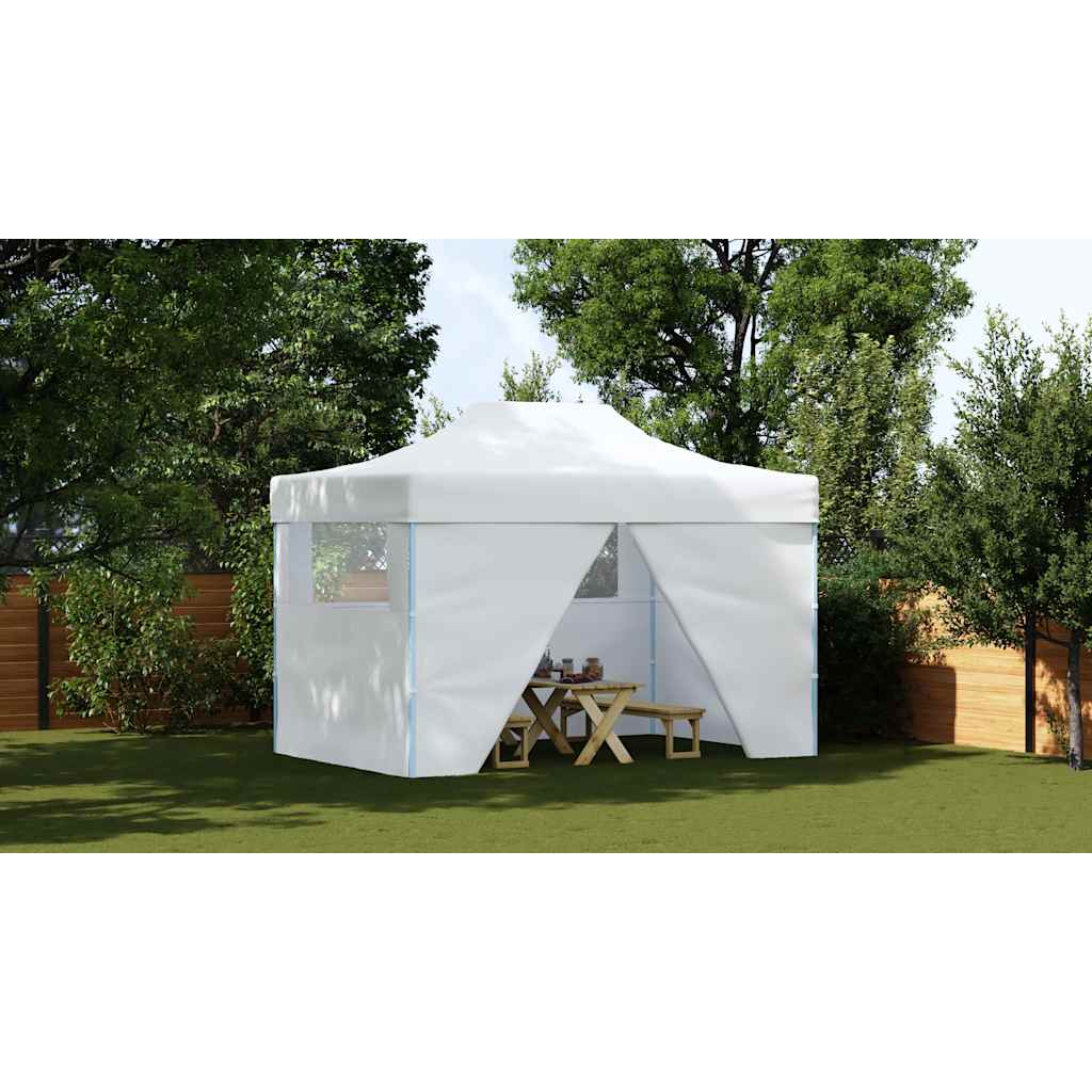 foldbart festtelt med 4 sidevægge 280x410x315 cm stål hvid
