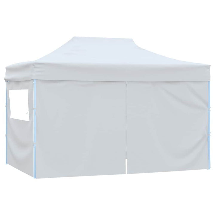 foldbart festtelt med 4 sidevægge 280x410x315 cm stål hvid