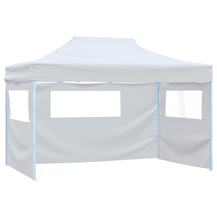 foldbart festtelt med 4 sidevægge 280x410x315 cm stål hvid