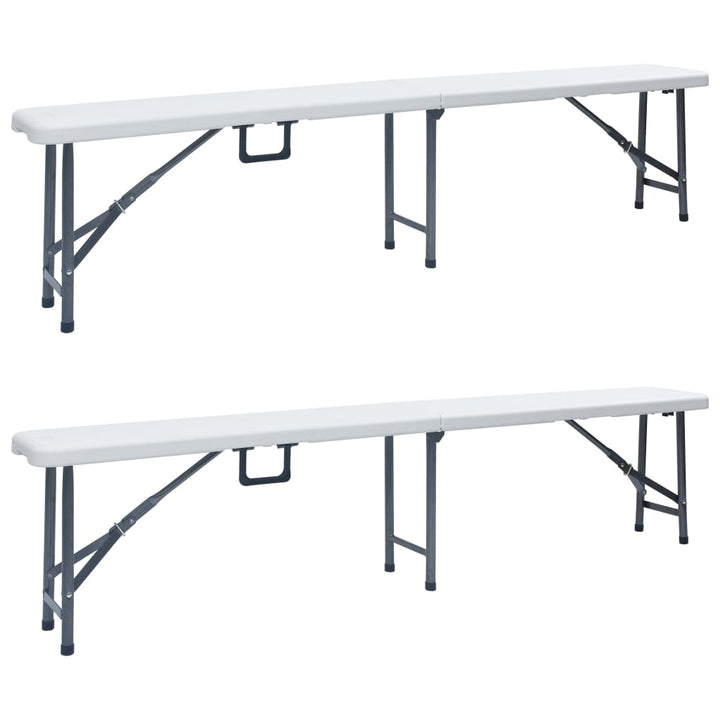 foldbare havebænke 2 stk. 180 cm HDPE hvid