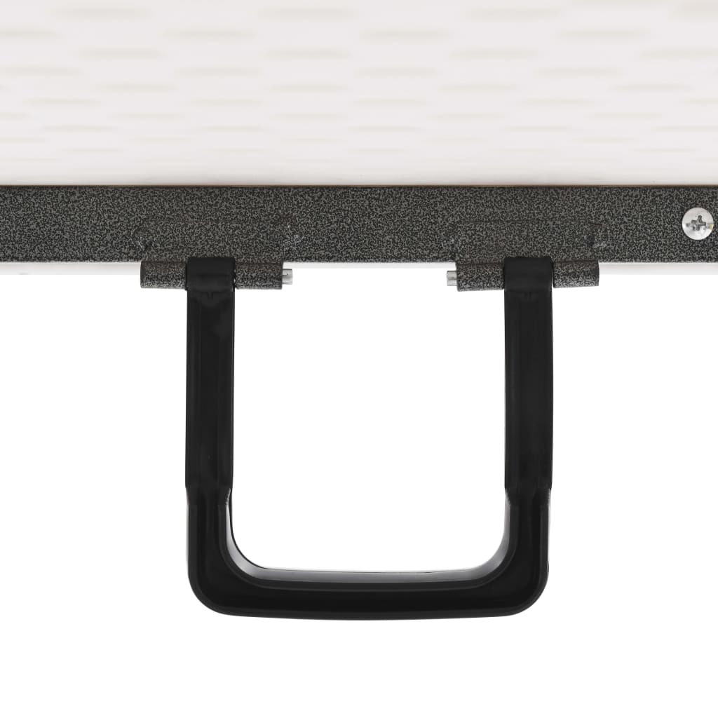 foldbart havebord med 2 bænke 180 cm stål og HDPE hvid