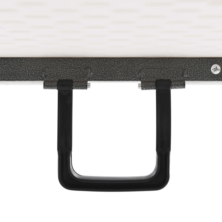 foldbart havebord med 2 bænke 180 cm stål og HDPE hvid