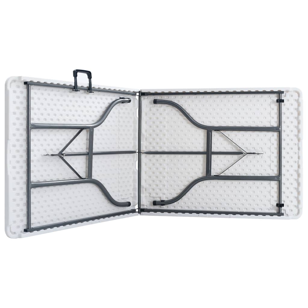 foldbart havebord med 2 bænke 180 cm stål og HDPE hvid