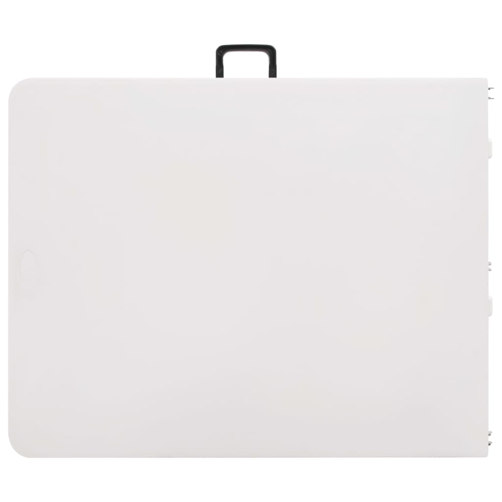 foldbart havebord med 2 bænke 180 cm stål og HDPE hvid