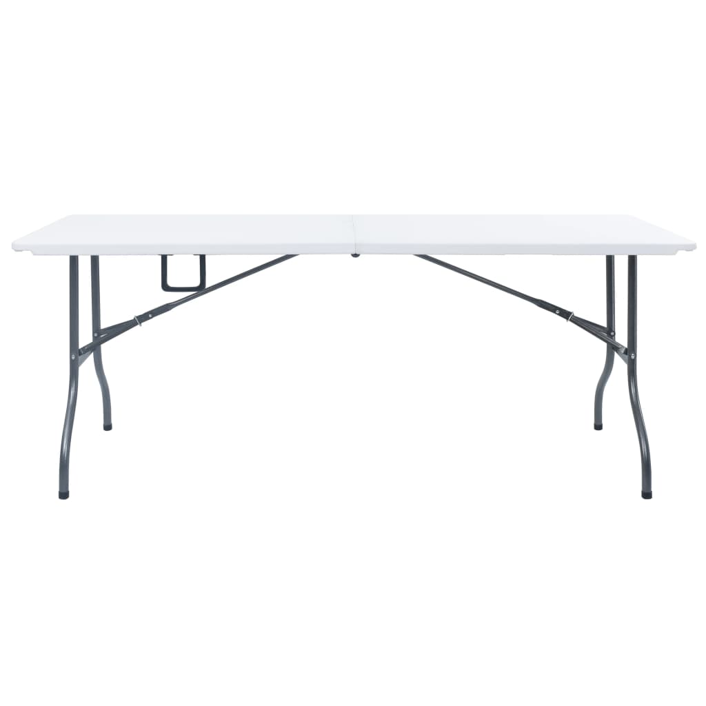 foldbart havebord med 2 bænke 180 cm stål og HDPE hvid
