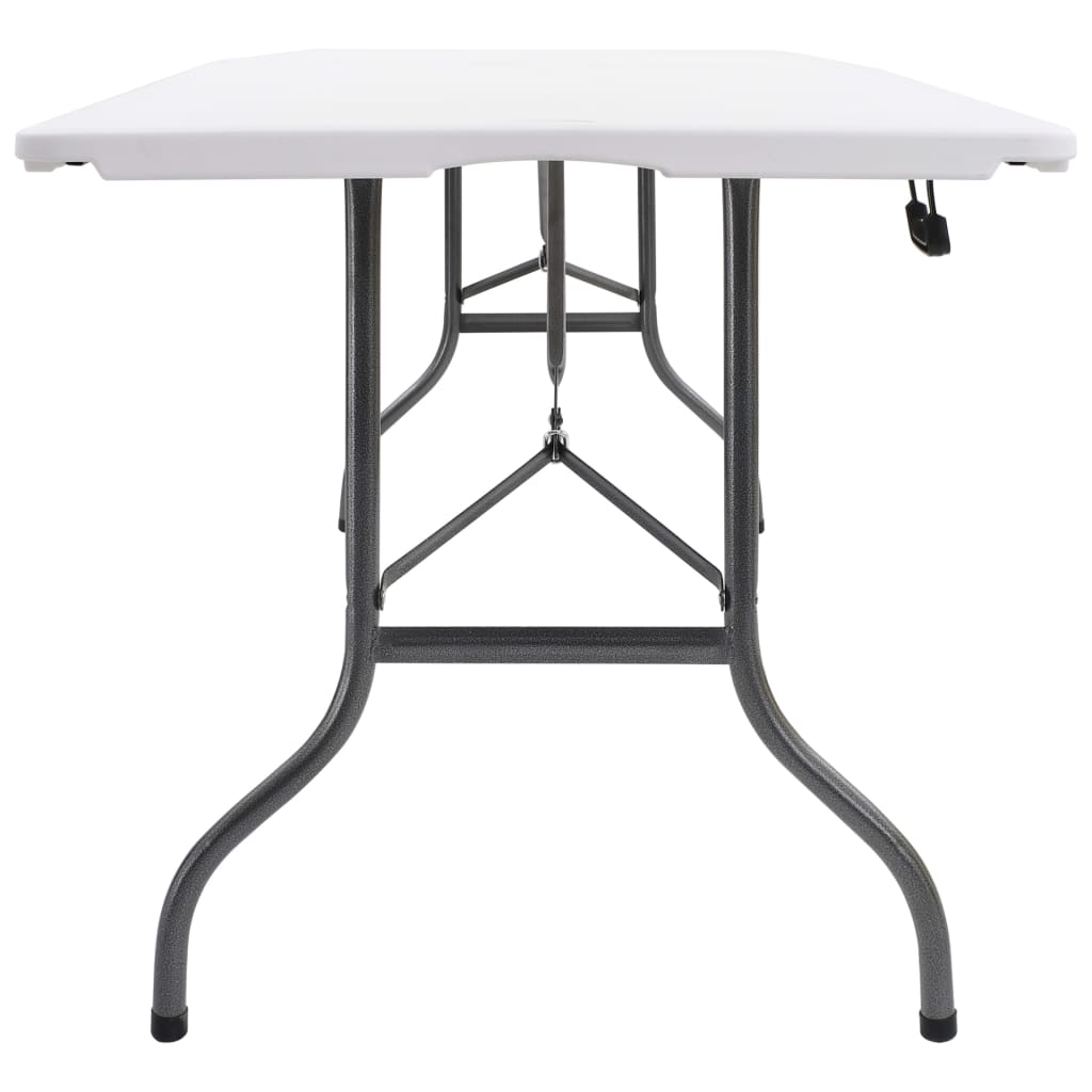 foldbart havebord med 2 bænke 180 cm stål og HDPE hvid