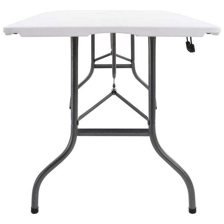 foldbart havebord med 2 bænke 180 cm stål og HDPE hvid