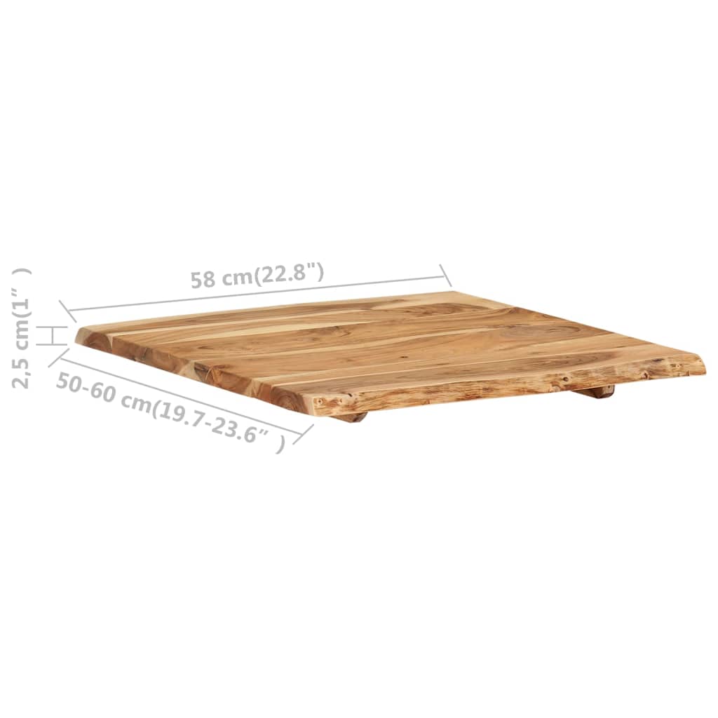 bordplade 58x(50-60)x2,5 cm massivt akacietræ