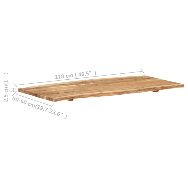 bordplade 118x(50-60)x2,5 cm massivt akacietræ