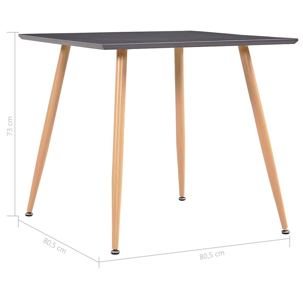 spisebord 80,5 x 80,5 x 73 cm MDF grå og egetræsfarve