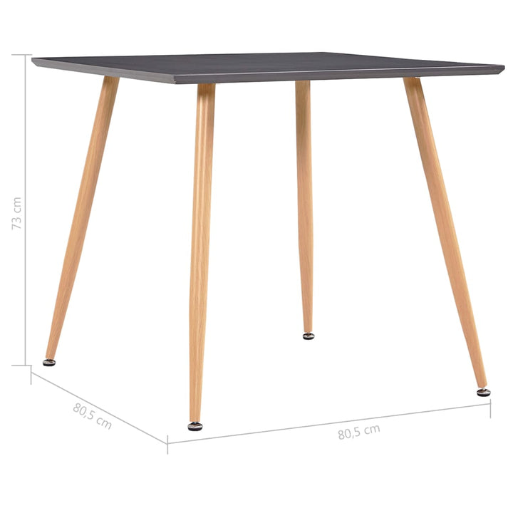 spisebord 80,5 x 80,5 x 73 cm MDF grå og egetræsfarve