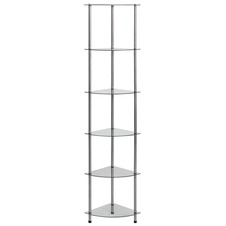 reol 6 hylder 30x30x160 cm hærdet glas transparent
