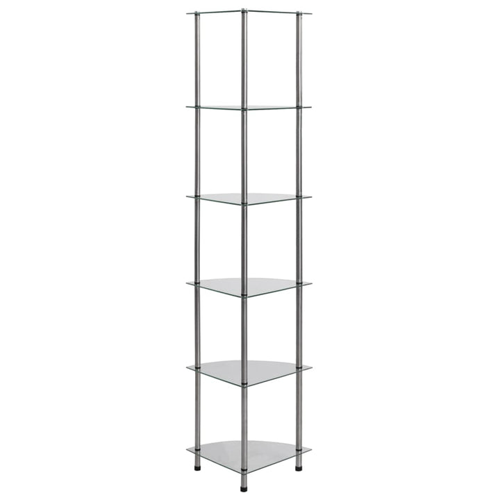 reol 6 hylder 30x30x160 cm hærdet glas transparent