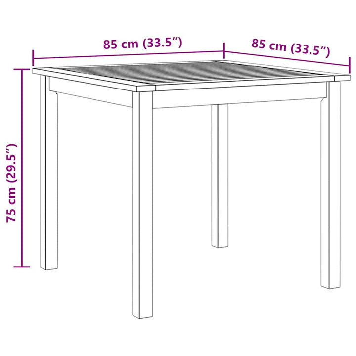 havebord massivt akacietræ 85x85x74 cm