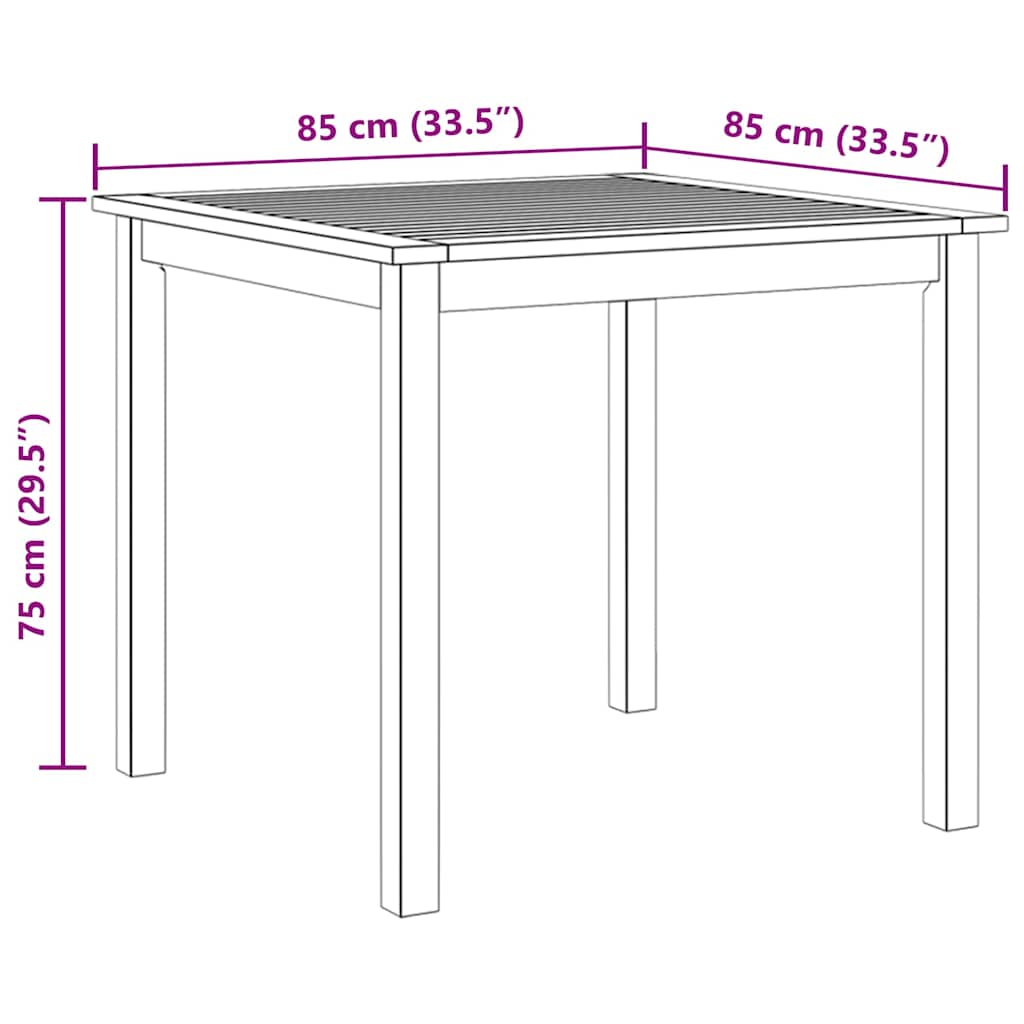 havebord massivt akacietræ 85x85x74 cm