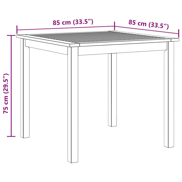 havebord massivt akacietræ 85x85x74 cm