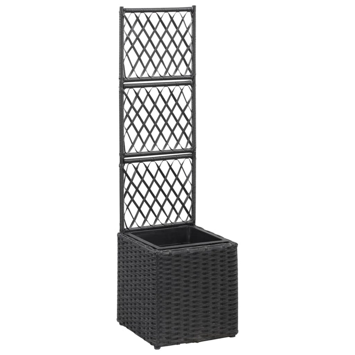 espalier med hævet plantekasse 30x30x107 cm polyrattan sort