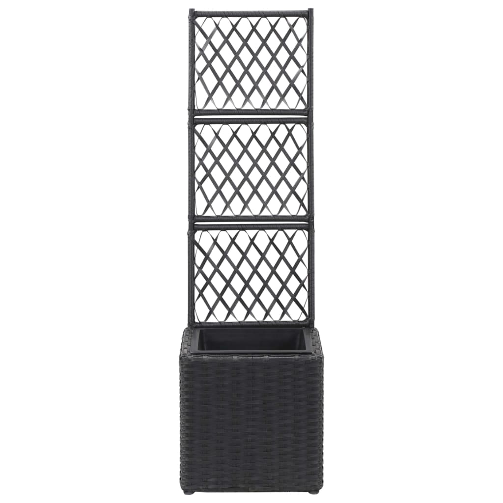 espalier med hævet plantekasse 30x30x107 cm polyrattan sort