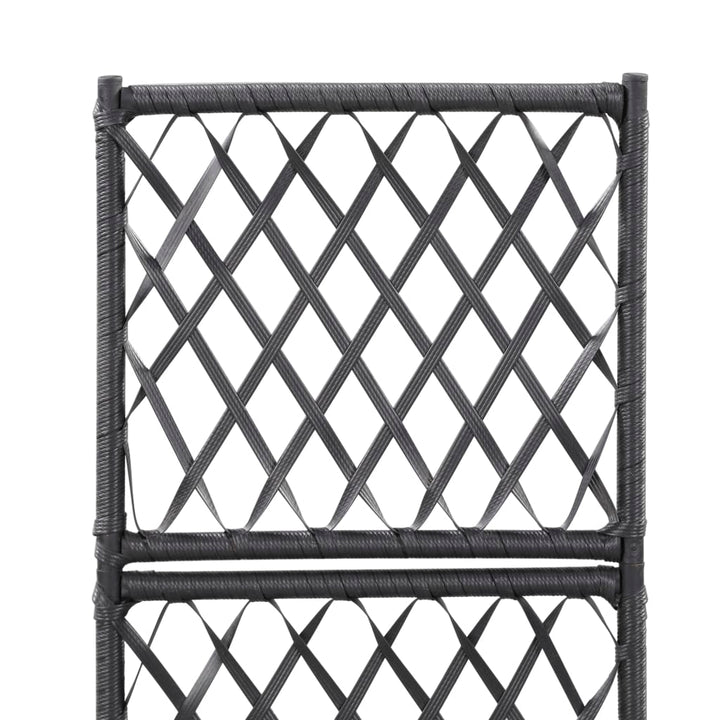 espalier med hævet plantekasse 30x30x107 cm polyrattan sort