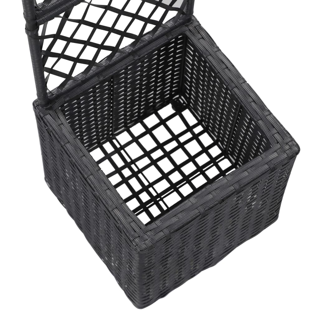 espalier med hævet plantekasse 30x30x107 cm polyrattan sort