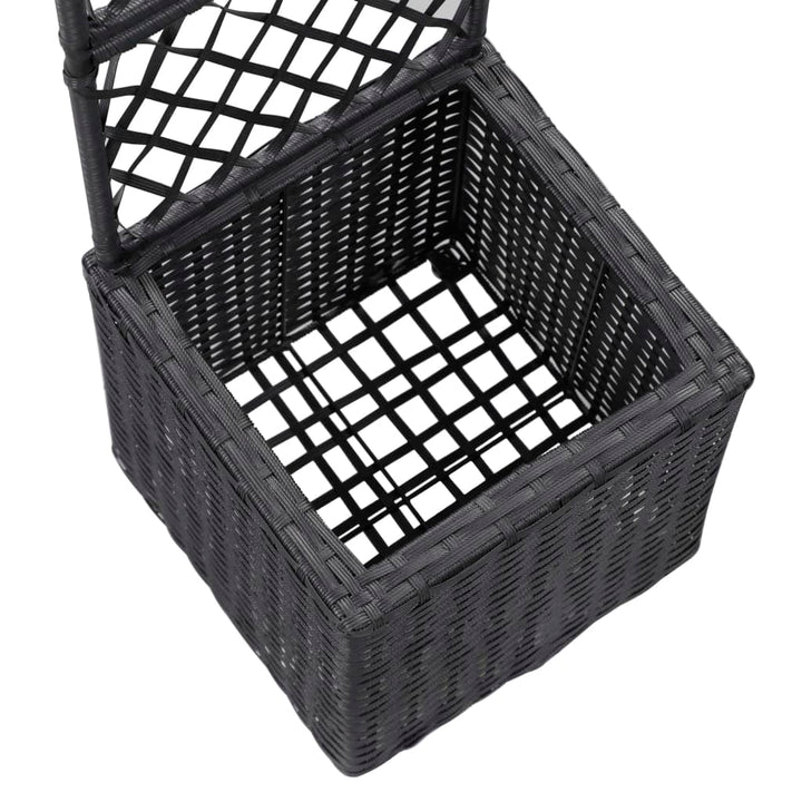 espalier med hævet plantekasse 30x30x107 cm polyrattan sort
