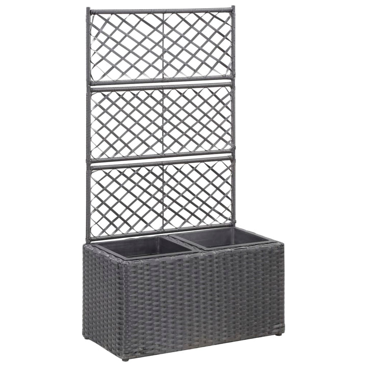 espalier med plantekasse 2 krukker 58x30x107 polyrattan sort