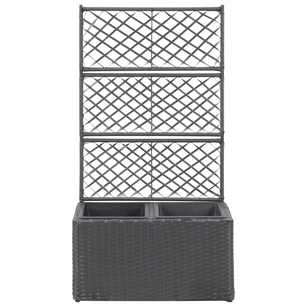 espalier med plantekasse 2 krukker 58x30x107 polyrattan sort