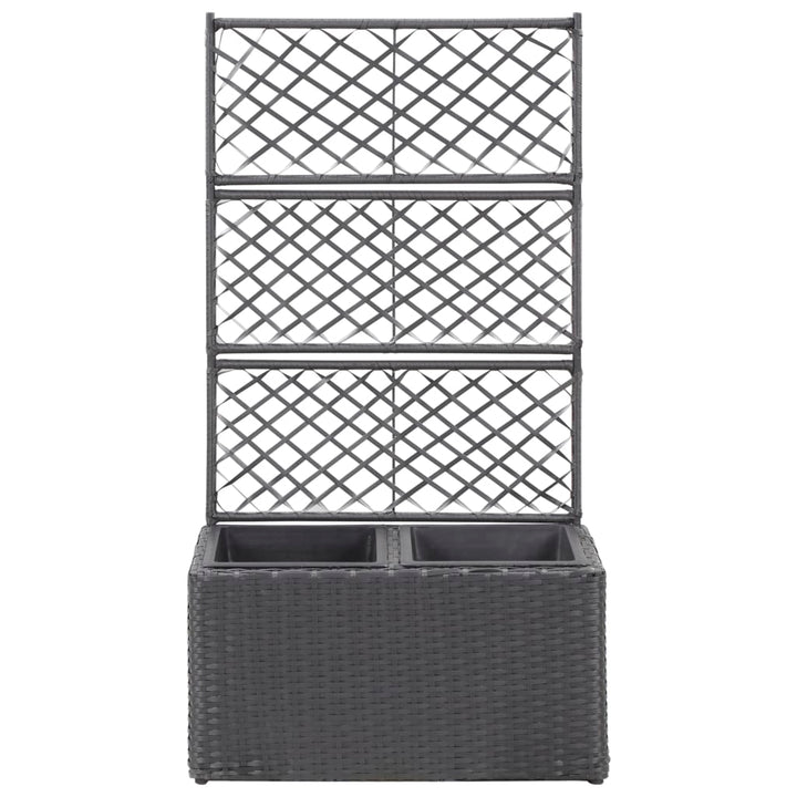 espalier med plantekasse 2 krukker 58x30x107 polyrattan sort