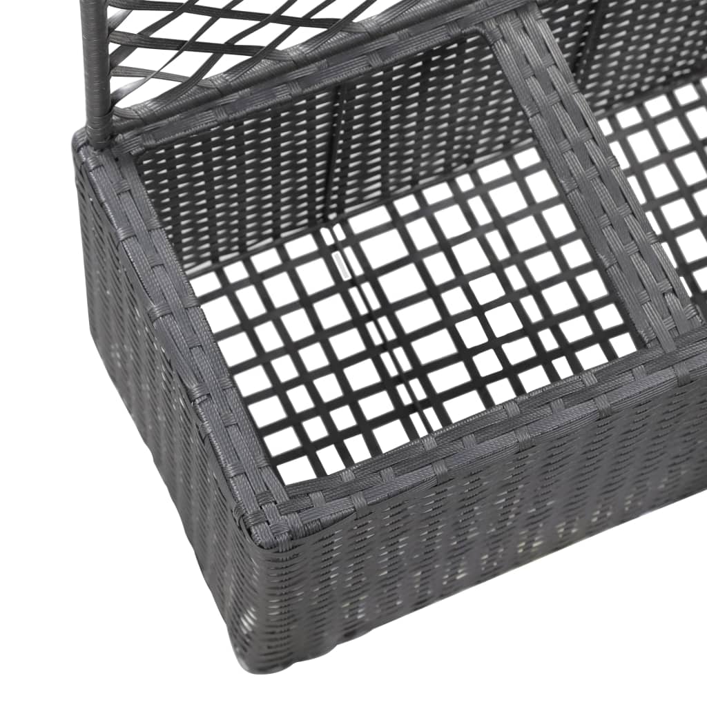 espalier med plantekasse 2 krukker 58x30x107 polyrattan sort