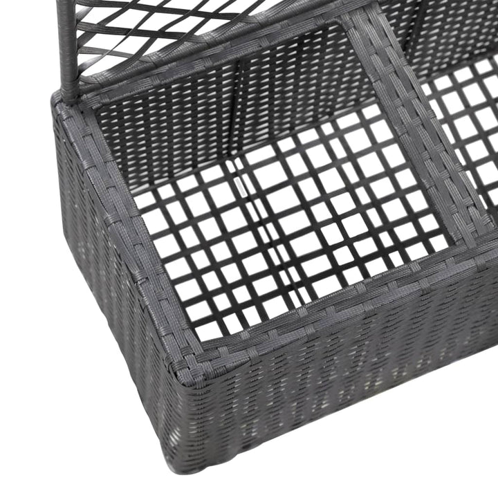 espalier med plantekasse 2 krukker 58x30x107 polyrattan sort