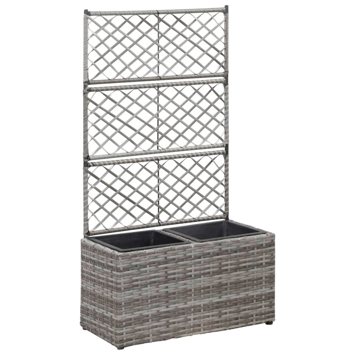 espalier med plantekasse 2 krukker 58x30x107 polyrattan grå