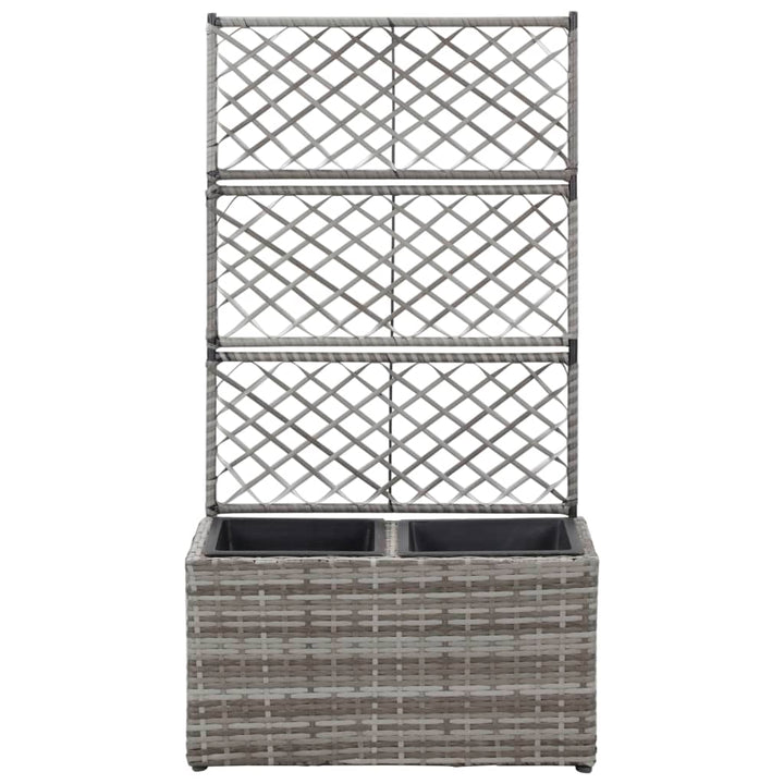 espalier med plantekasse 2 krukker 58x30x107 polyrattan grå