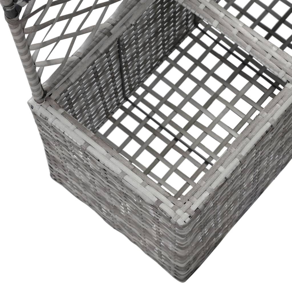 espalier med plantekasse 2 krukker 58x30x107 polyrattan grå