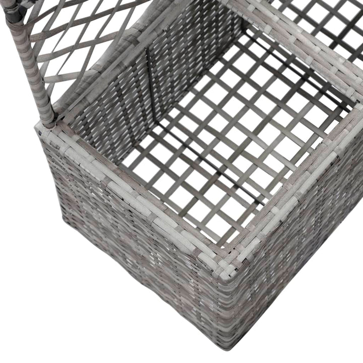 espalier med plantekasse 2 krukker 58x30x107 polyrattan grå