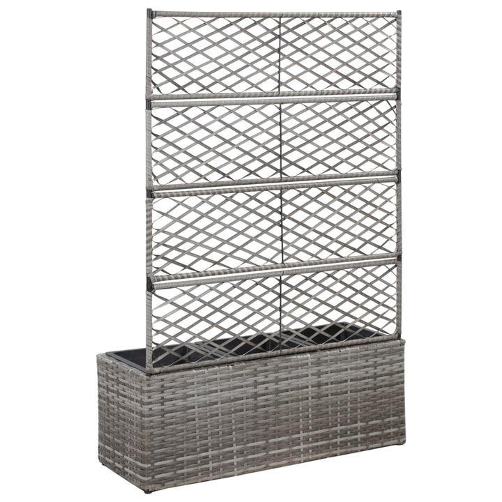 espalier med plantekasse 3 krukker 83x30x130 cm polyrattan grå
