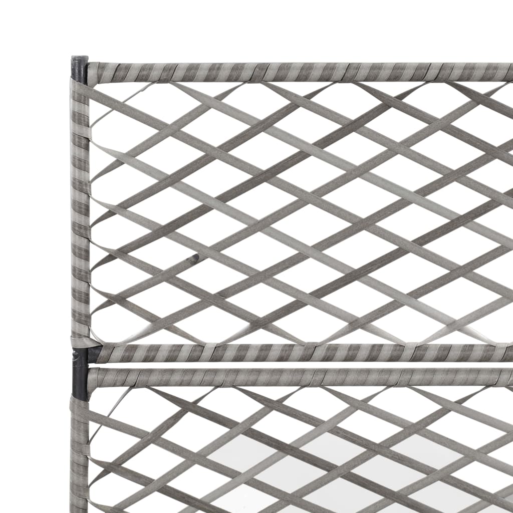 espalier med plantekasse 3 krukker 83x30x130 cm polyrattan grå