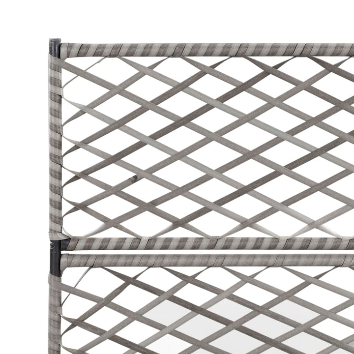 espalier med plantekasse 3 krukker 83x30x130 cm polyrattan grå