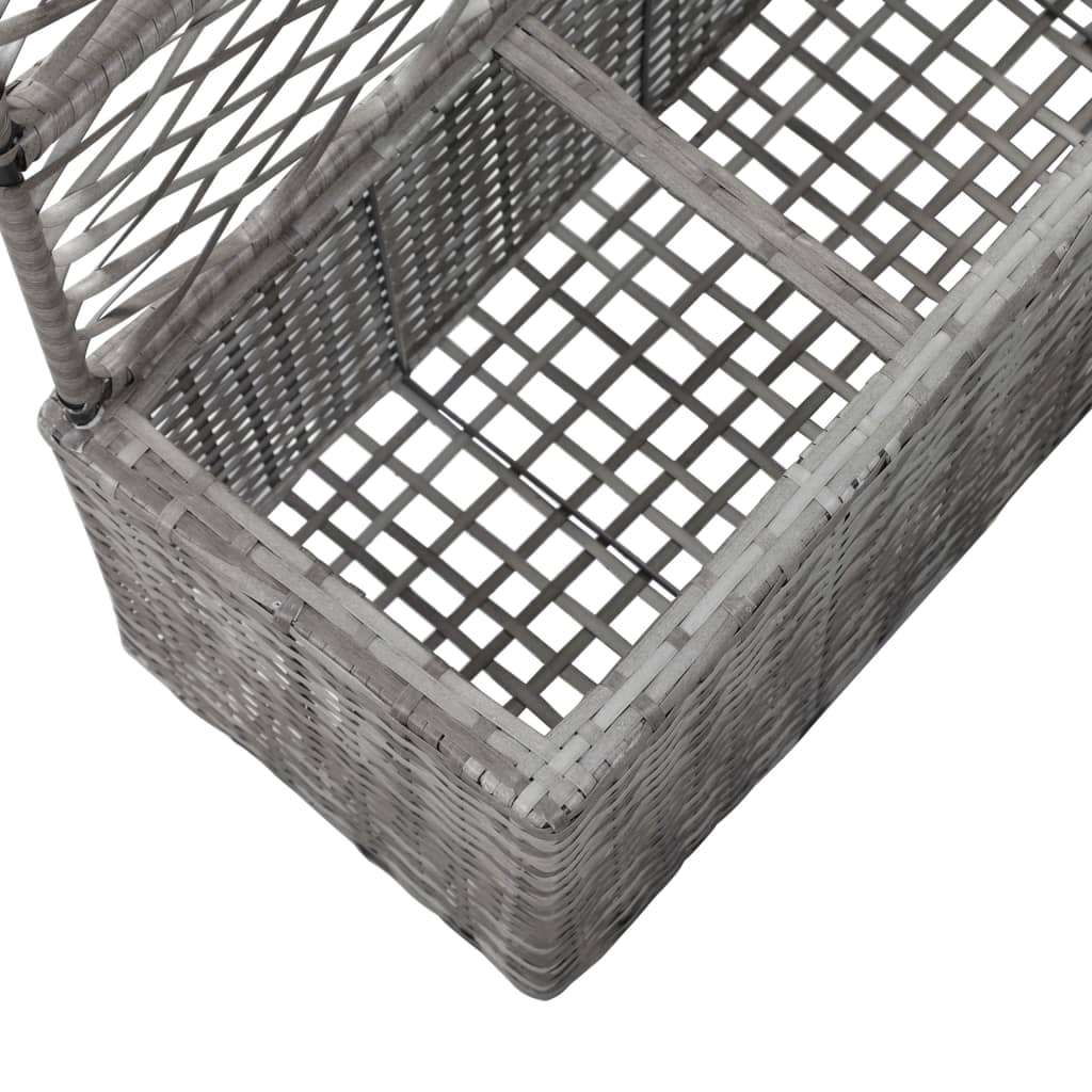espalier med plantekasse 3 krukker 83x30x130 cm polyrattan grå